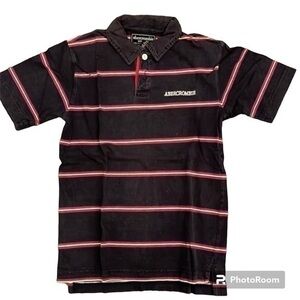 ABERCROMBIE & FITCH Youth Navy‎ Blue with Red Stripes Polo Shirt Size Medium